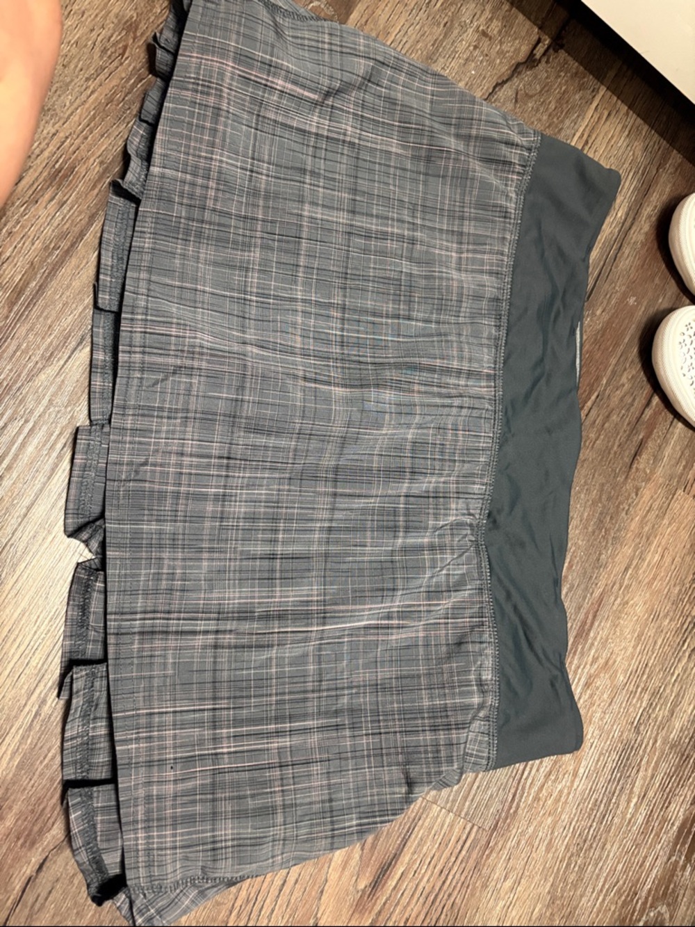 lululemon athletica Gray Plaid Ruffle Mini Skirt